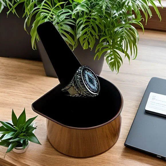 Men’s Stainless Onyx and Turquoise Ring - Picture 2 of 3